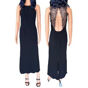 Samsoe Samsoe Black Willow Long Lace Open Back Dress Size Small Gown Formal
